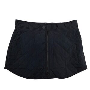 Athleta Toasty Buns Insulated Skirt Black‎ Quilted Zip Front Mini Size 4